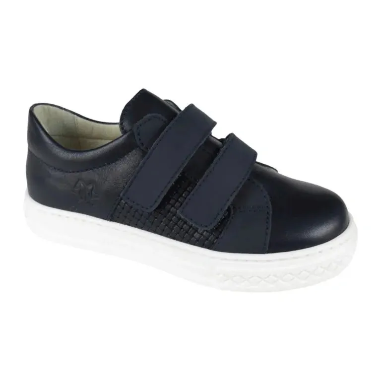 878 - Navy Soft Leather Sneaker for Boy by London Kids