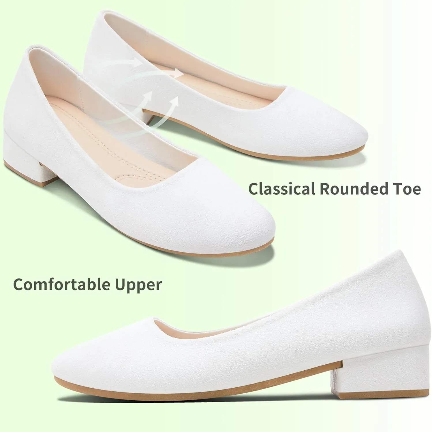 AISFAES Women Pumps Low Chunky Rounded Toe Heels Healed Dress Pumps Elegant Wedges Working Shoes