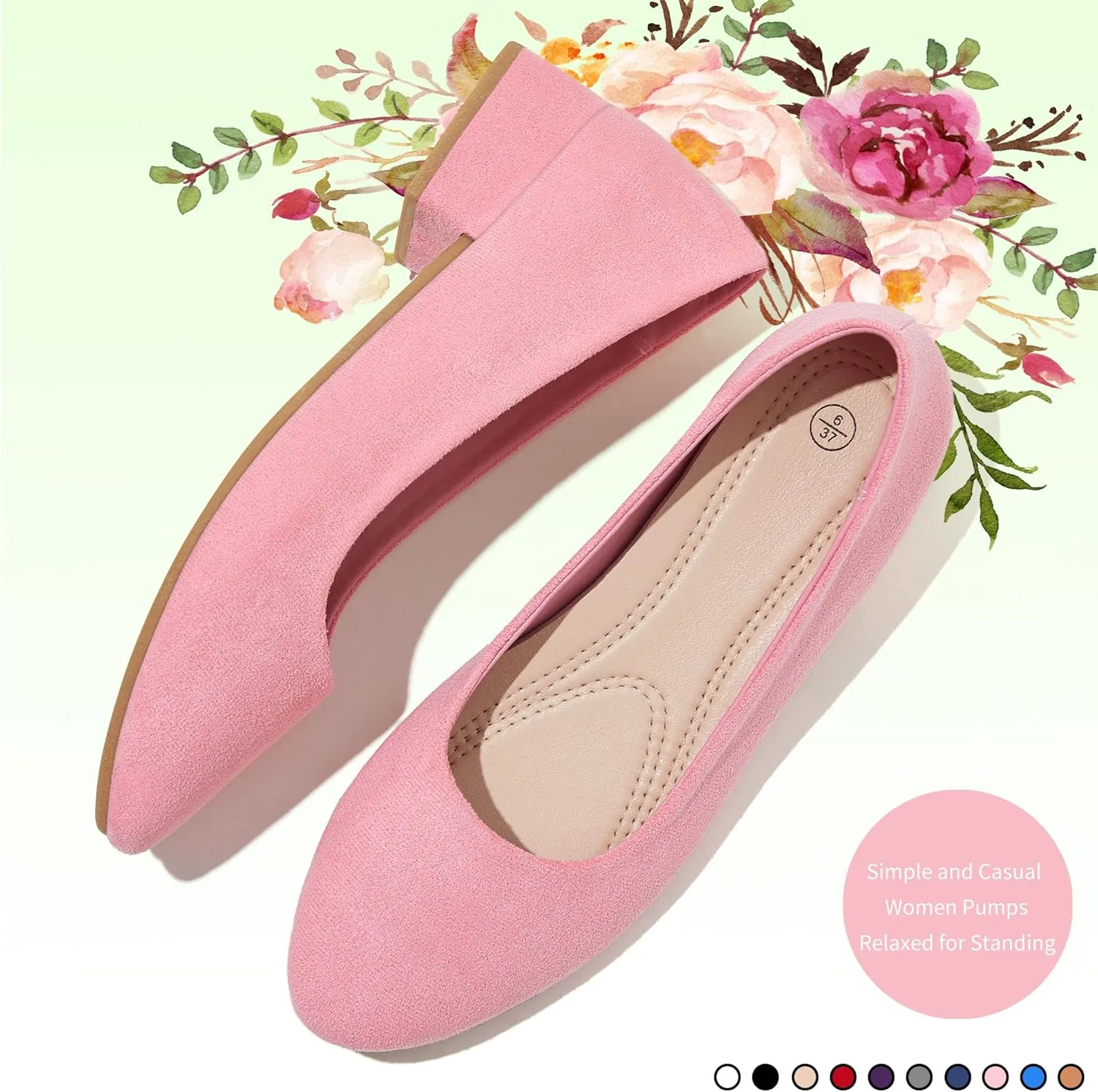 AISFAES Women Pumps Low Chunky Rounded Toe Heels Healed Dress Pumps Elegant Wedges Working Shoes