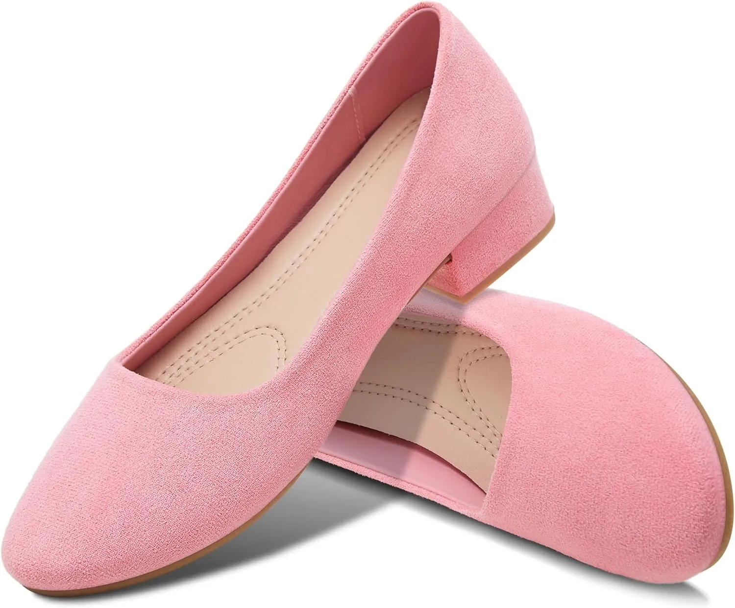 AISFAES Women Pumps Low Chunky Rounded Toe Heels Healed Dress Pumps Elegant Wedges Working Shoes