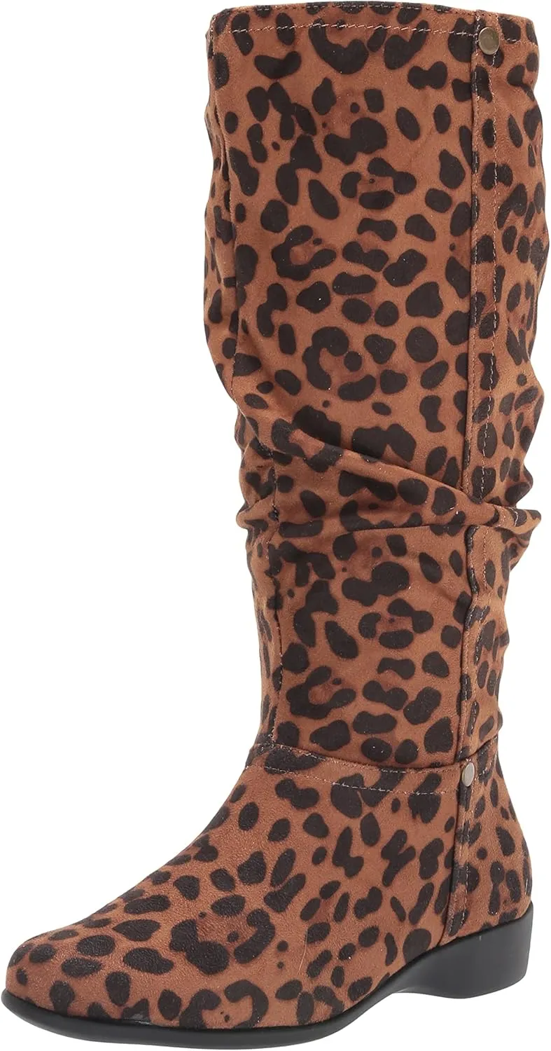 AmeriMark Women's Faux-Suede Adina Wide-Calf Boots - Comfortable, Stylish, Durable, Side Zipper, Excellent Traction