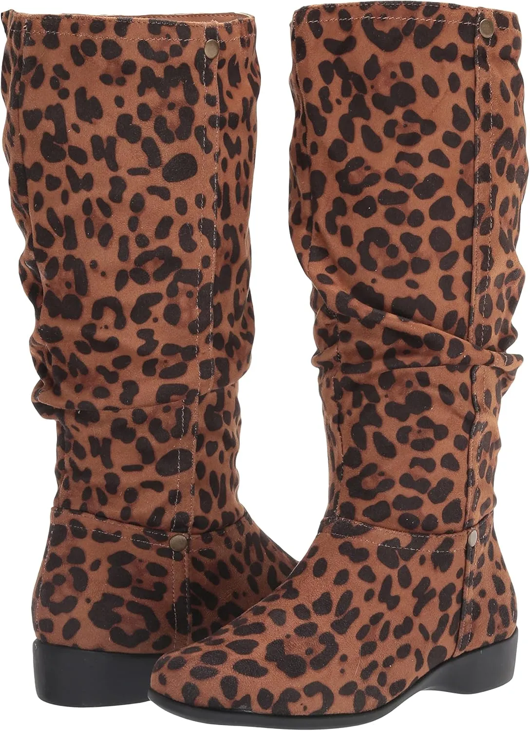 AmeriMark Women's Faux-Suede Adina Wide-Calf Boots - Comfortable, Stylish, Durable, Side Zipper, Excellent Traction