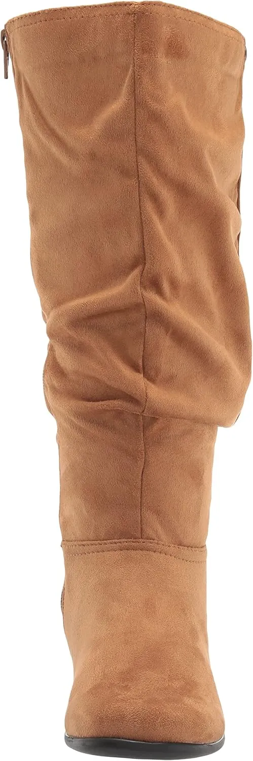 AmeriMark Women's Faux-Suede Adina Wide-Calf Boots - Comfortable, Stylish, Durable, Side Zipper, Excellent Traction