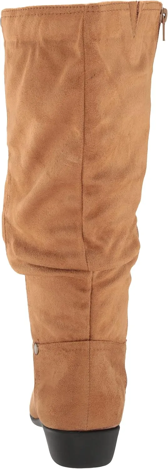 AmeriMark Women's Faux-Suede Adina Wide-Calf Boots - Comfortable, Stylish, Durable, Side Zipper, Excellent Traction