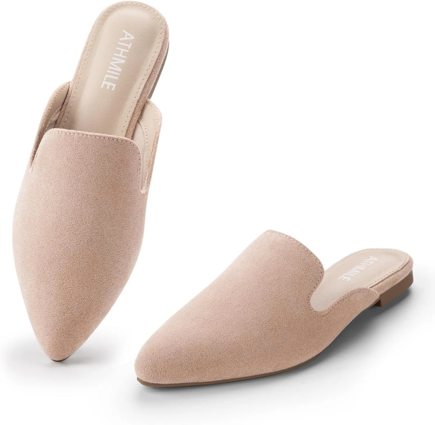 ATHMILE Mules for Women Flats Shoes Comfortable Business Work Dress Casual Womens Mules Flats Closed Pointed Toe Slip on Mules Flats for Ladies