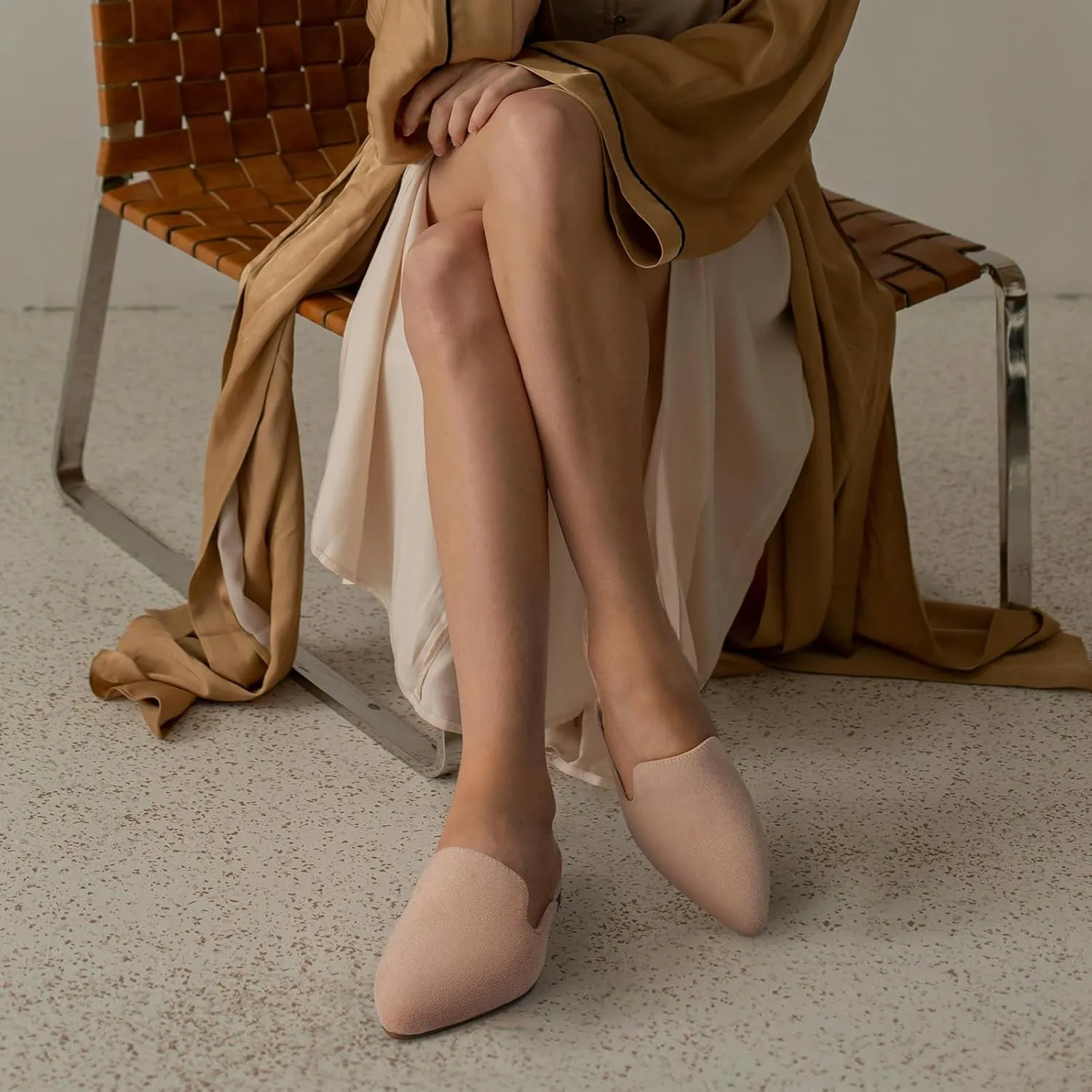 ATHMILE Mules for Women Flats Shoes Comfortable Business Work Dress Casual Womens Mules Flats Closed Pointed Toe Slip on Mules Flats for Ladies