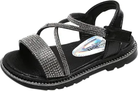 Baby Kids Pearl Sequins Sandals Open Toe Wide Summer Shoes Boys Girls Toddler Rubber Slip On Strap Loafers Comfy Trendy