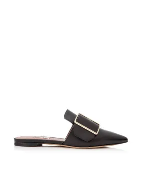 Bally Hamelin Women's 6221172 Black Leather Buckled Mules US 8.5 MSRP $630