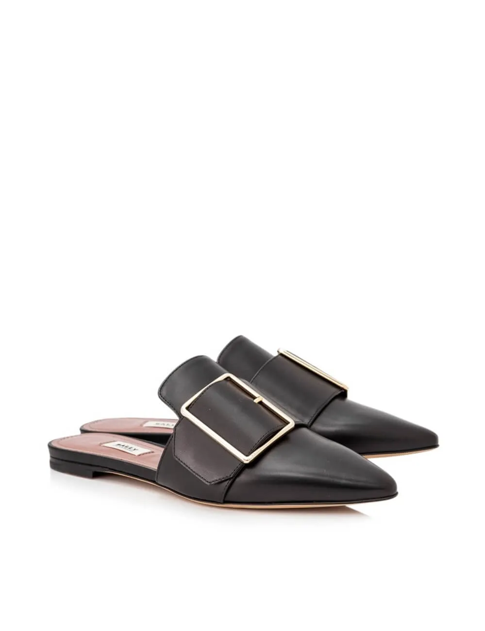 Bally Hamelin Women's 6221172 Black Leather Buckled Mules US 8.5 MSRP $630