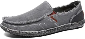 CASMAG Men's Casual Cloth Shoes Canvas Slip on Loafers Leisure Vintage Flat Boat Shoes