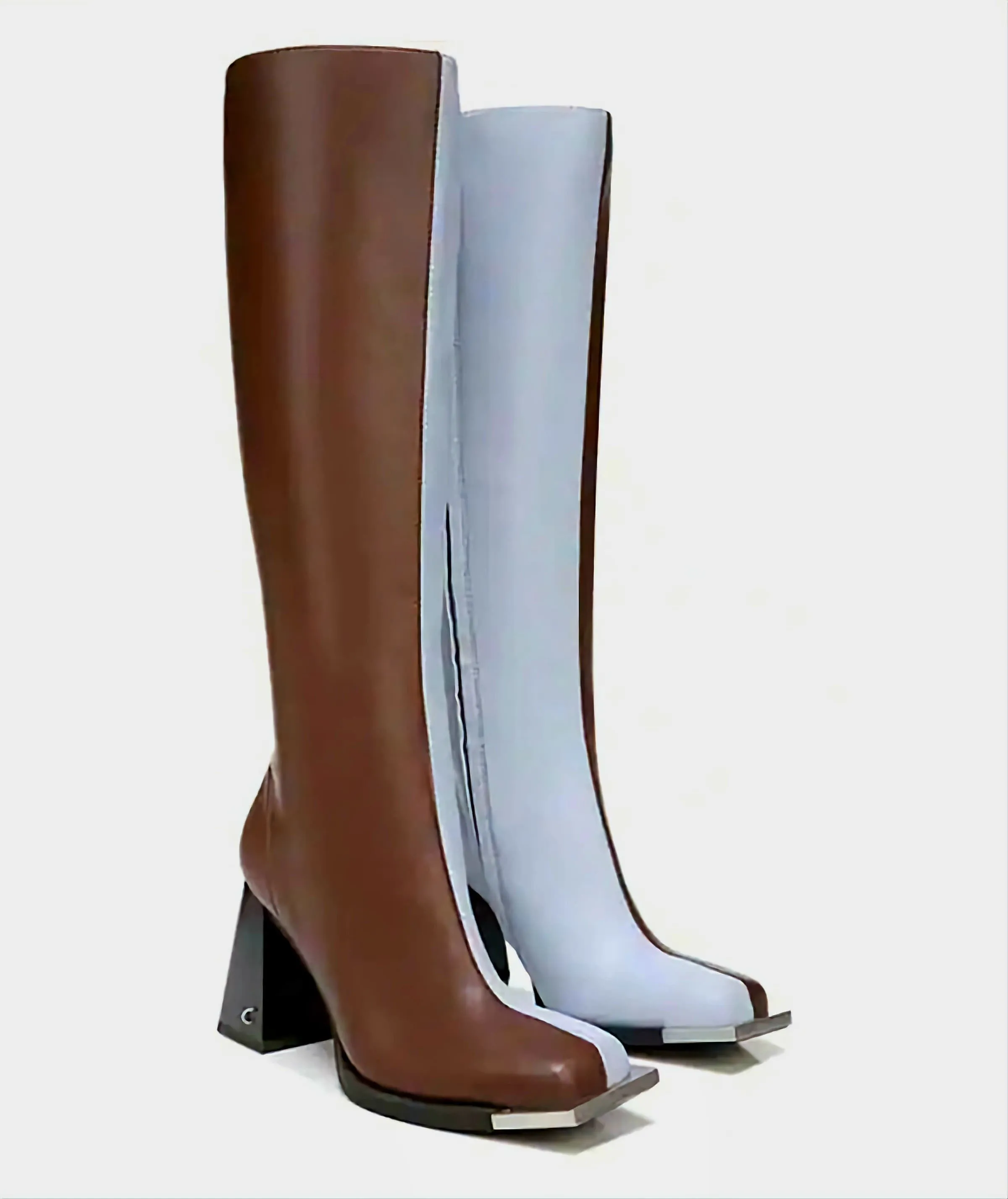 Circus by Sam Edelman Nate Dark Brown/Light Blue Square Toe Knee High Tall Boots