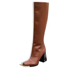 Circus by Sam Edelman Nate Dark Brown/Light Blue Square Toe Knee High Tall Boots
