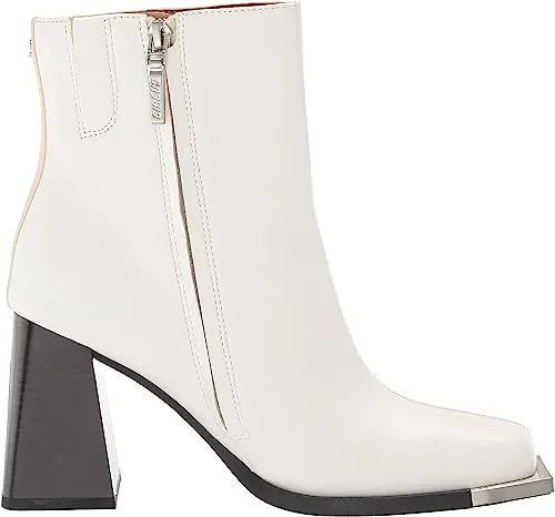 Circus by Sam Edelman Nessie Ivory Square Toe Side Zipper Heel Ankle Boots