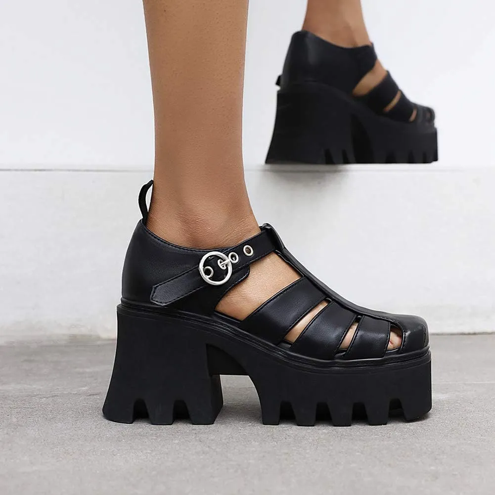 Ciuyurra Stylish Women Gothic Shoes Platform