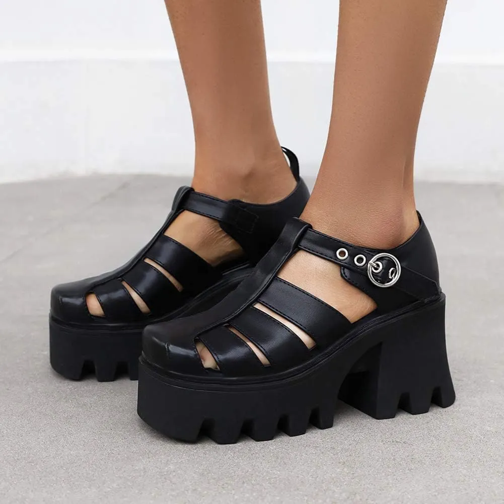 Ciuyurra Stylish Women Gothic Shoes Platform