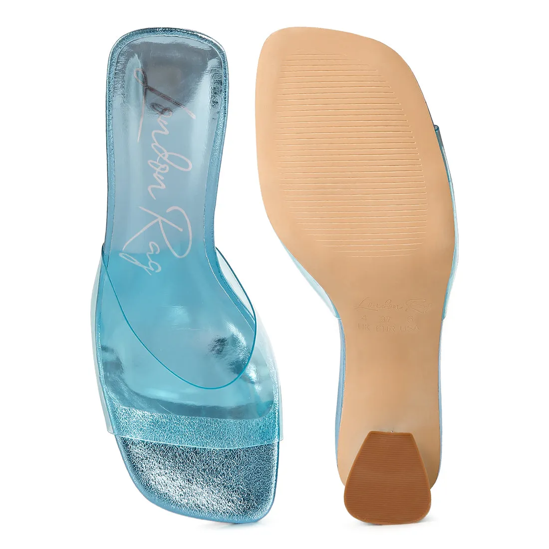 Clear Straps Block Heeled Sandals