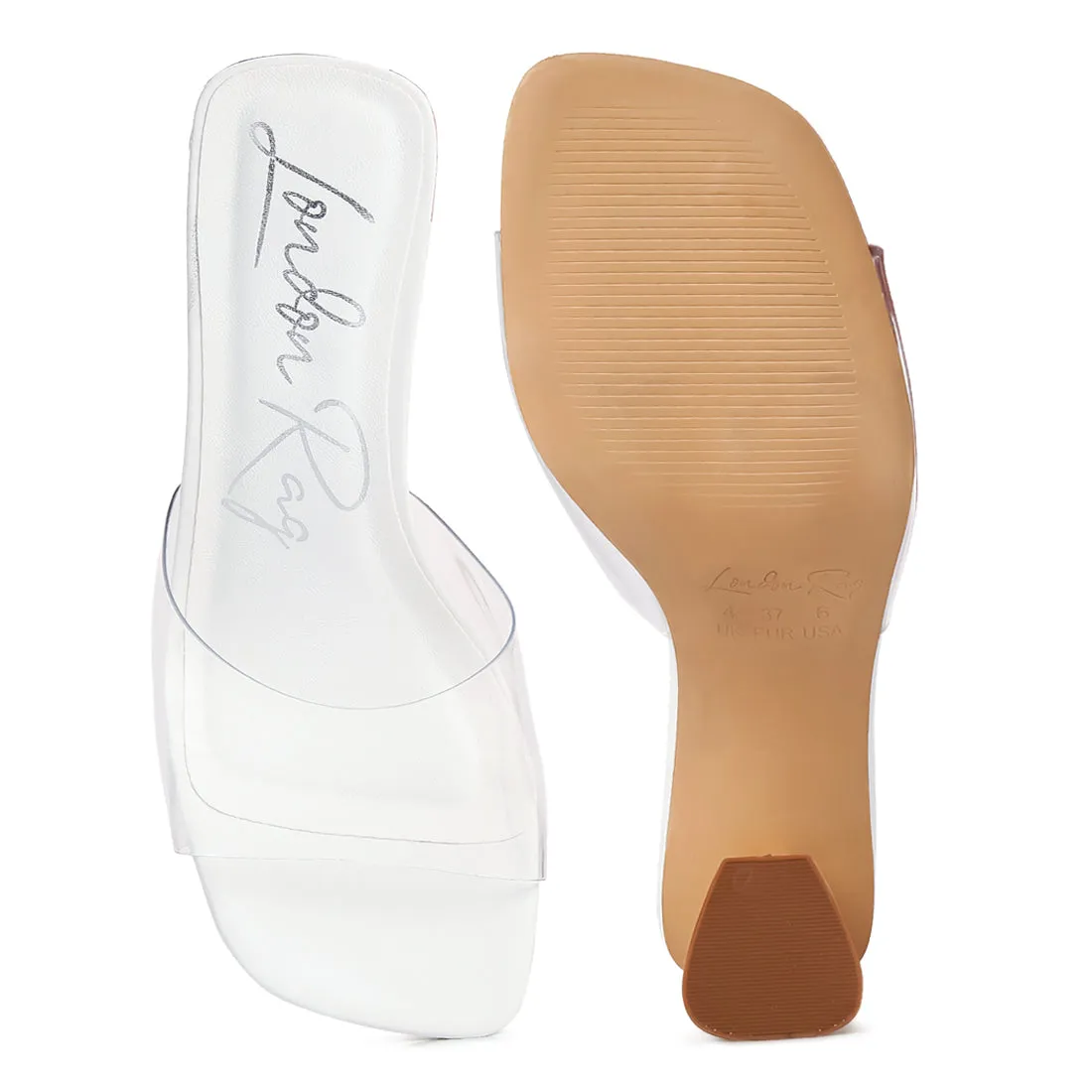 Clear Straps Block Heeled Sandals