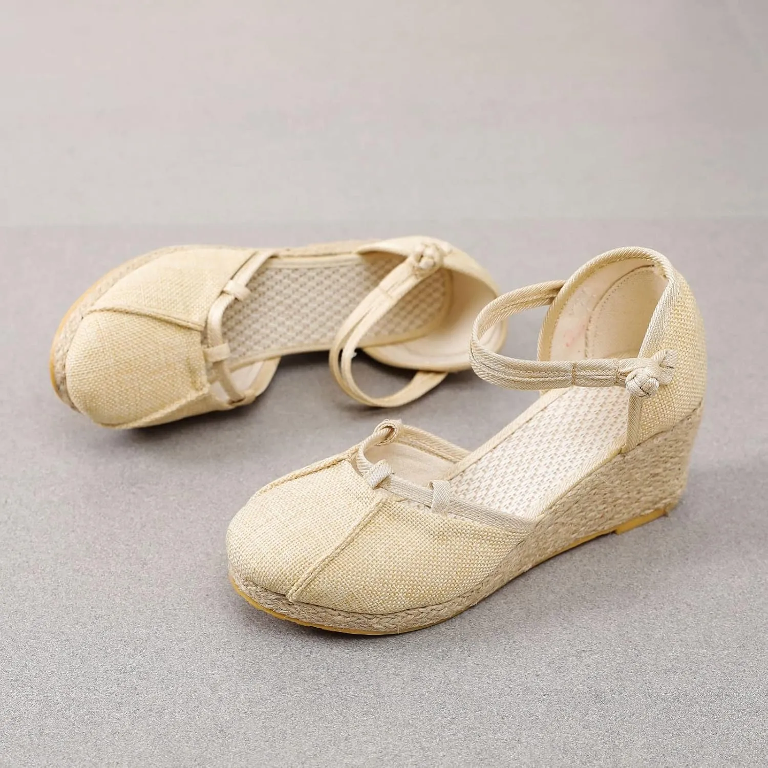 Closed Toe Sandals Women Wide Width Comfortable Walking Shoes Ankle Strappy Mid Heel Wedge Sandals Casual Espadrilles Breathable Beach Shoe Hawaiian Casual Soft Cushion Footwear Non Slip Office Shoes