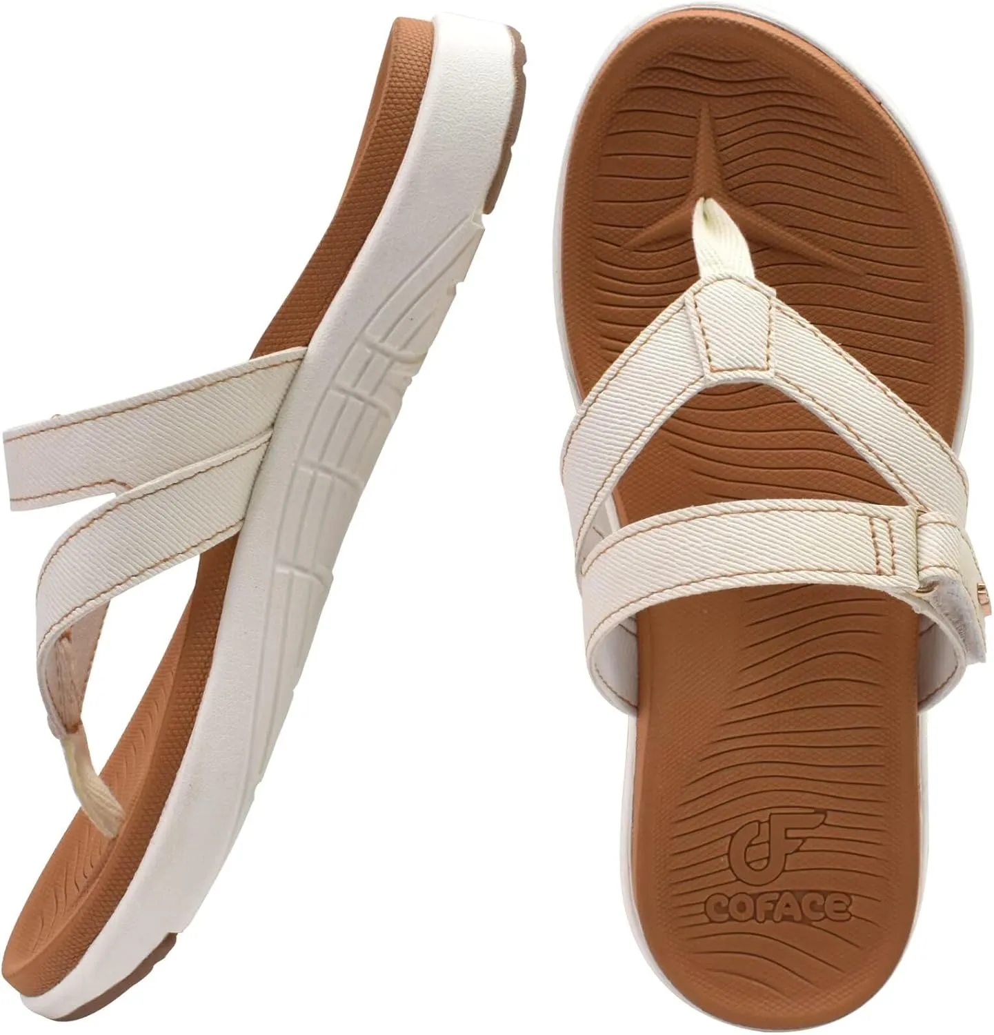 COFACE Womens Fashion Orthotic Flip Flops Ladies Slip On Lightweight Athletic Yoga Mat Cushion Thong Sandals With Comfortable Plantar Fasciitis Arch Support