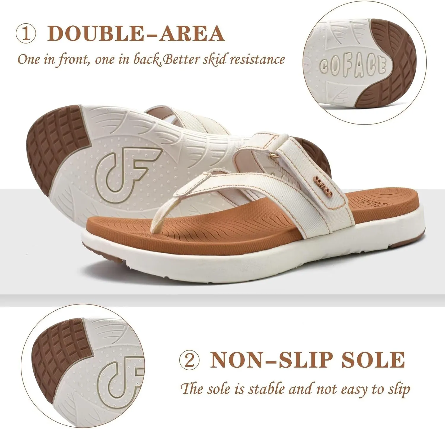 COFACE Womens Fashion Orthotic Flip Flops Ladies Slip On Lightweight Athletic Yoga Mat Cushion Thong Sandals With Comfortable Plantar Fasciitis Arch Support