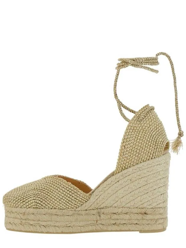 'Cora' Beige Wedges With Lace-Up Closure In Fabric Woman