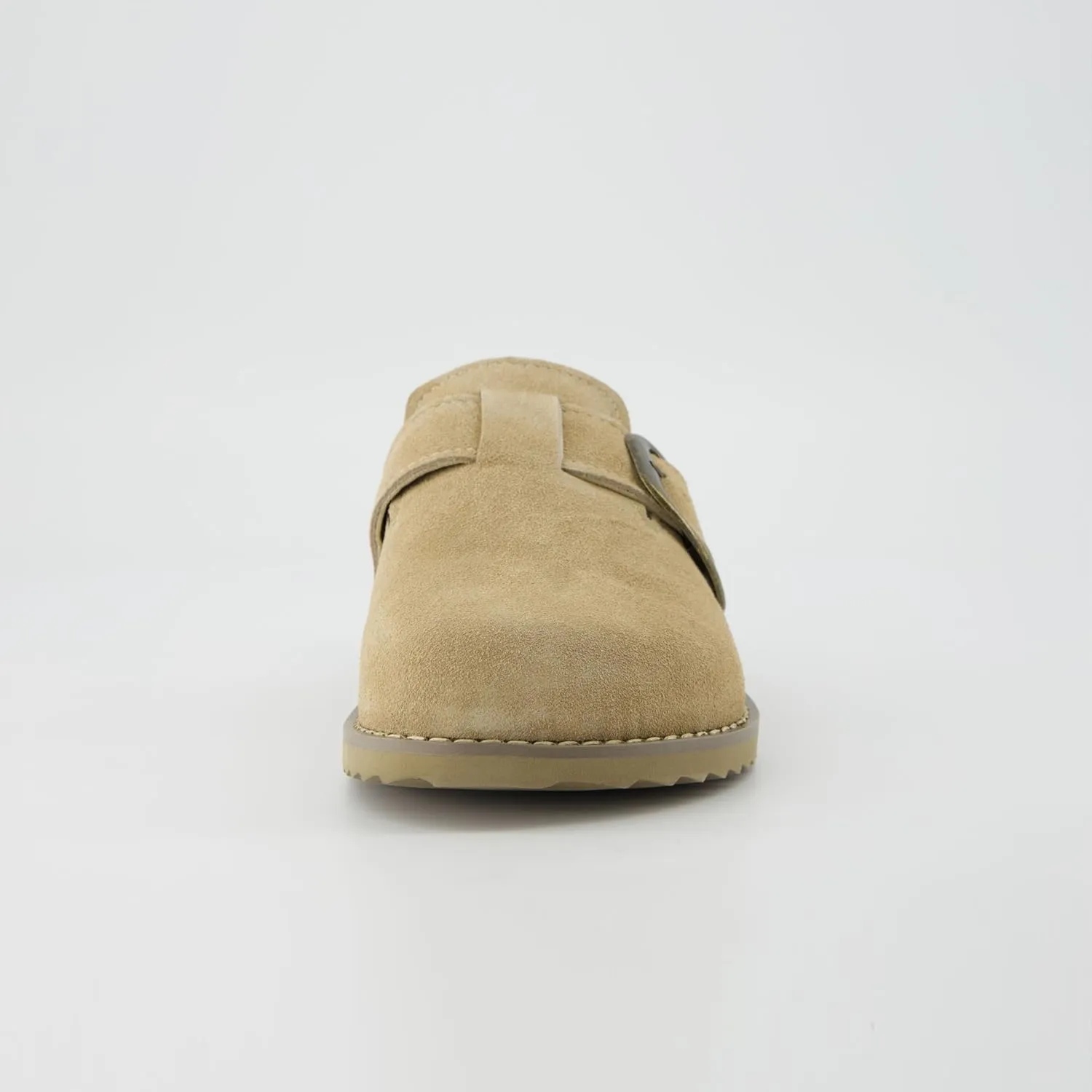 CUSHIONAIRE Women's Blain Genuine Suede Slip-On Clogs with   Memory Foam & Chic Buckle Mule - Comfortable, Non-Slip, Wide Widths Available