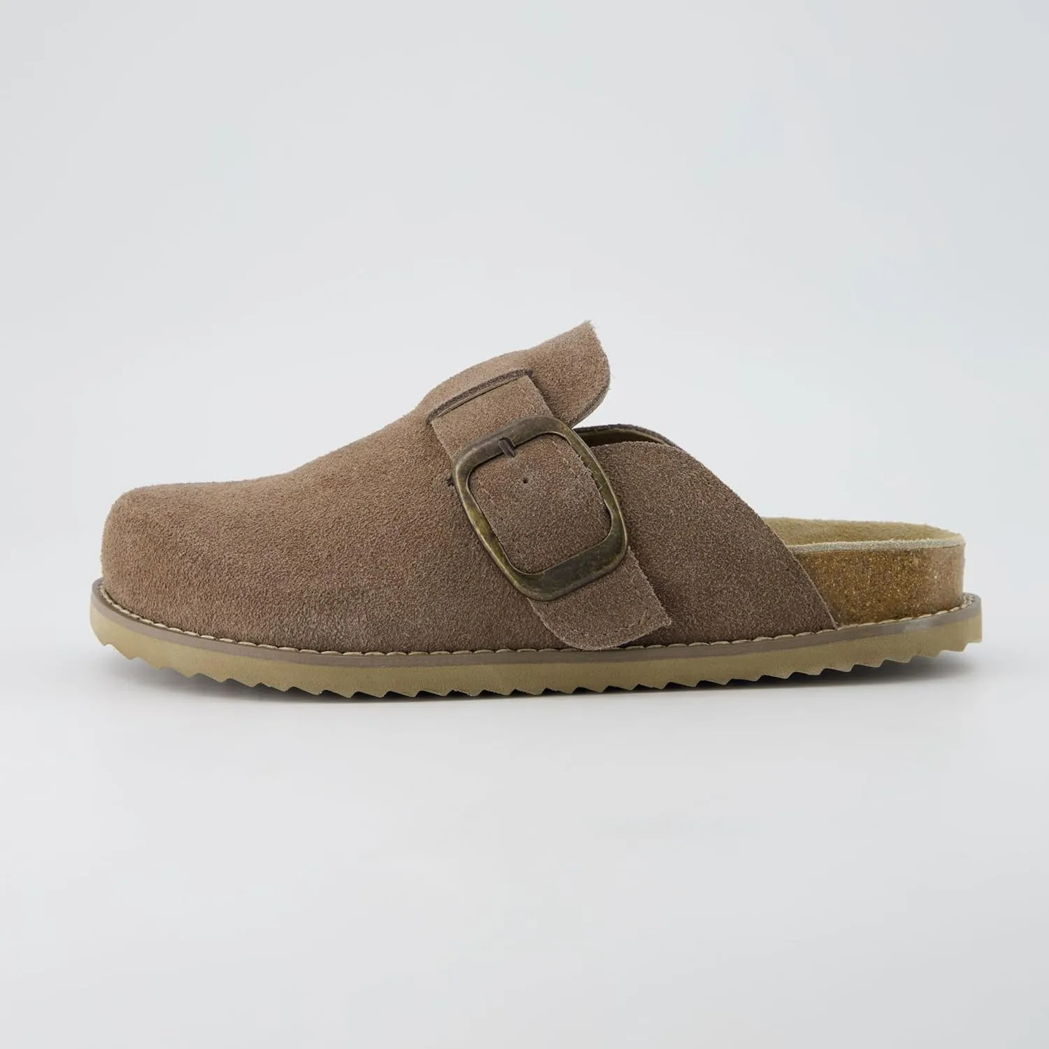 CUSHIONAIRE Women's Blain Genuine Suede Slip-On Clogs with Memory Foam & Chic Buckle Mule - Comfortable, Non-Slip, Wide Widths Available