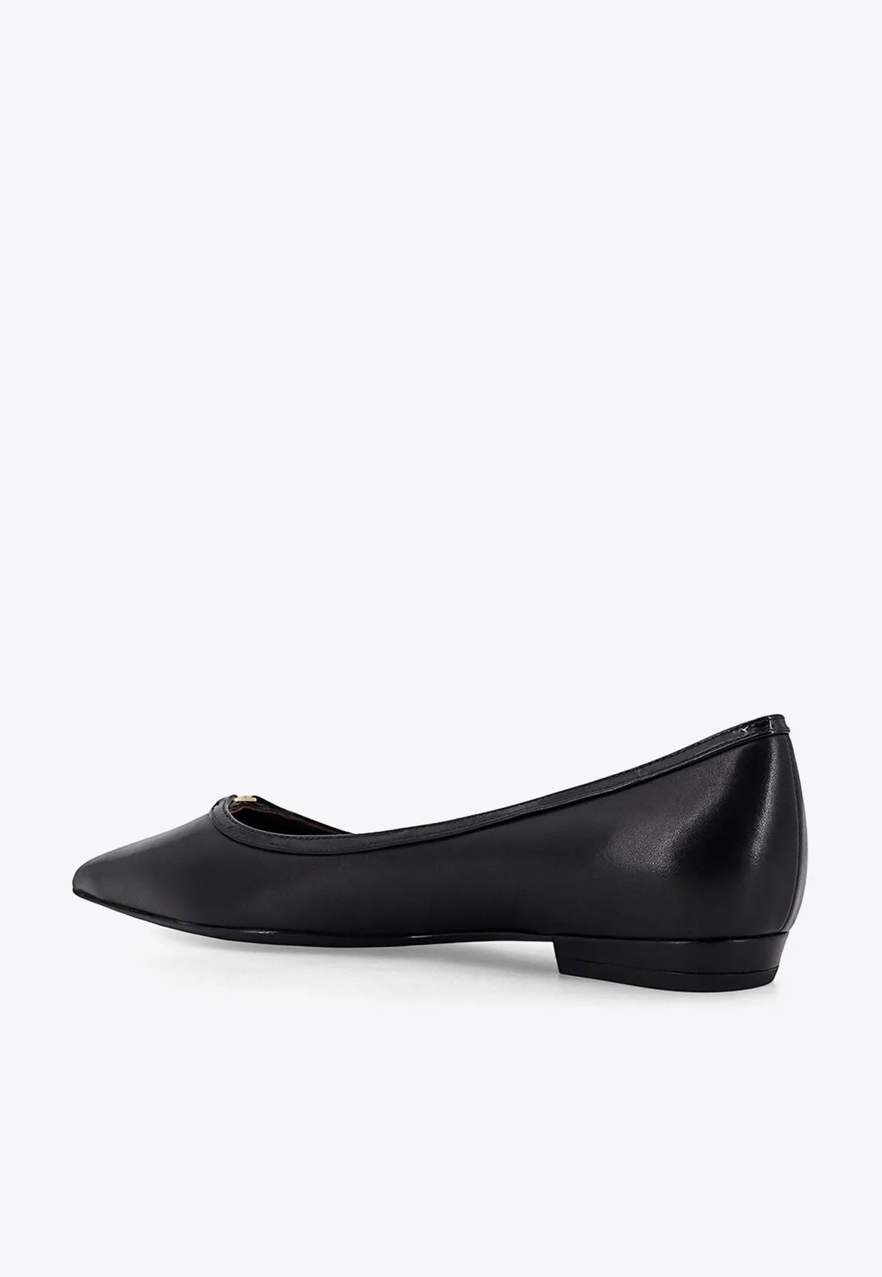 Double T Leather Pointed-Toe Flats