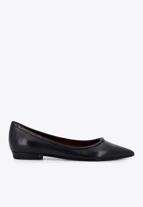 Double T Leather Pointed-Toe Flats