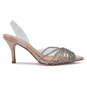 DOVER2 DIAMANTE PERSEPEX POINTY TOE SANDAL