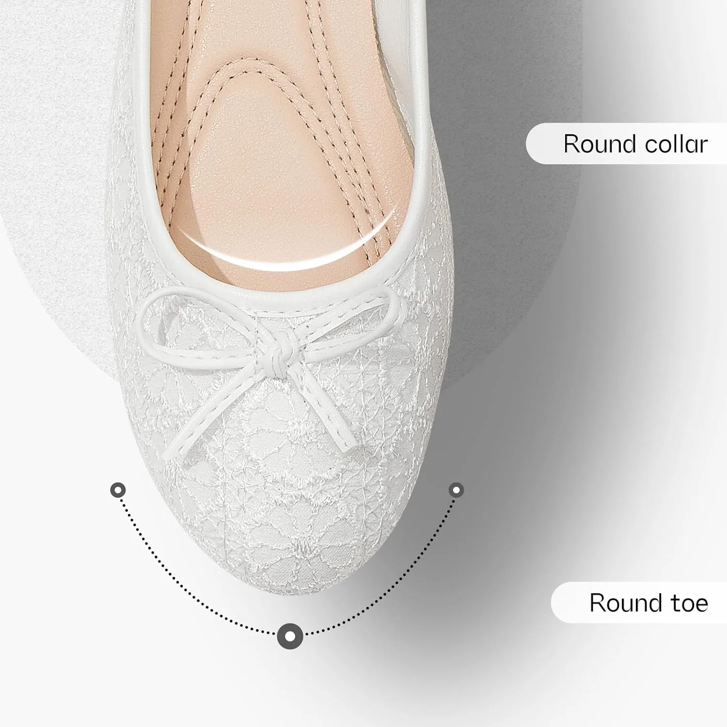 Dress Shoes for Women Round Toe Flats Shoes Lace Ballet Flats Dressy Comfortable Foldable Flats Low Heel