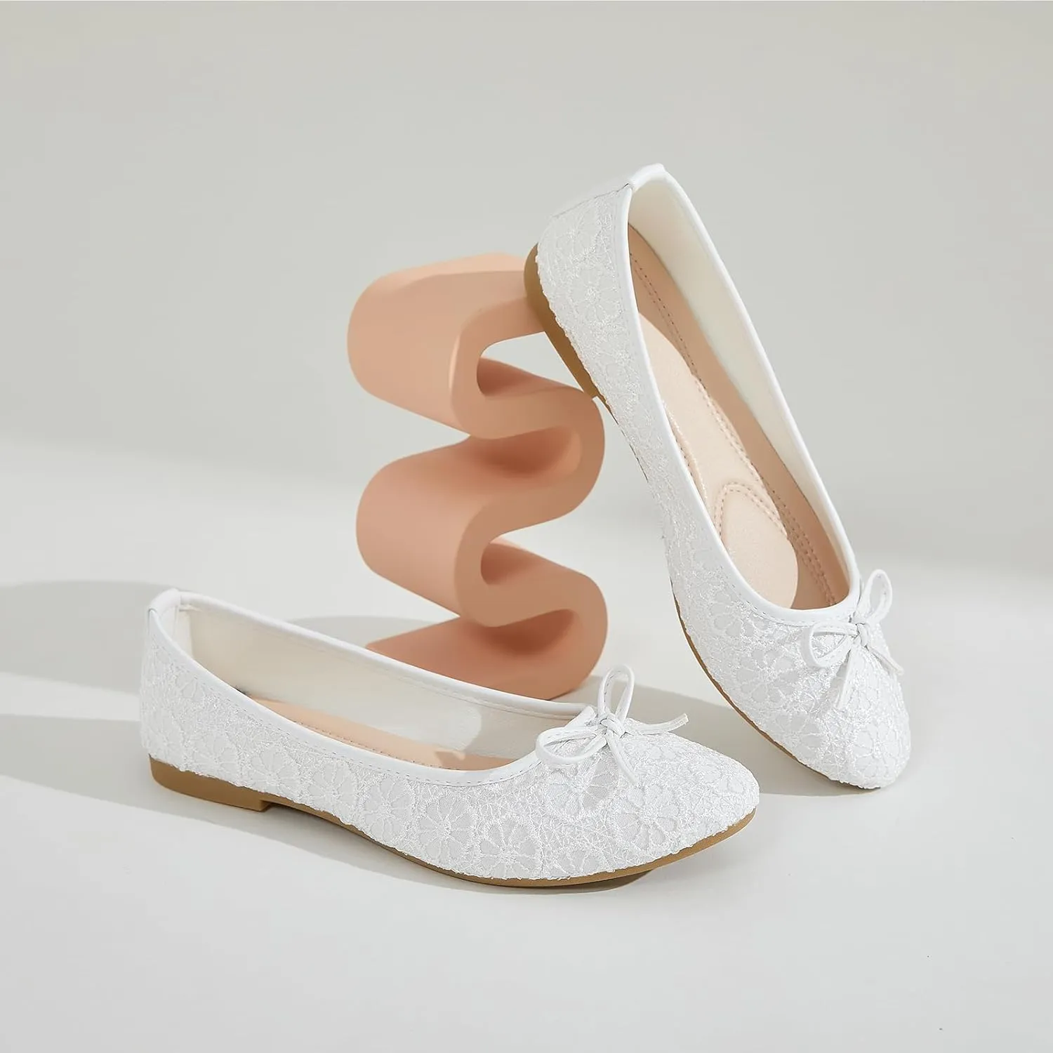 Dress Shoes for Women Round Toe Flats Shoes Lace Ballet Flats Dressy Comfortable Foldable Flats Low Heel