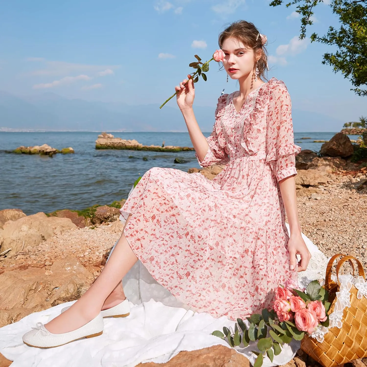 Dress Shoes for Women Round Toe Flats Shoes Lace Ballet Flats Dressy Comfortable Foldable Flats Low Heel