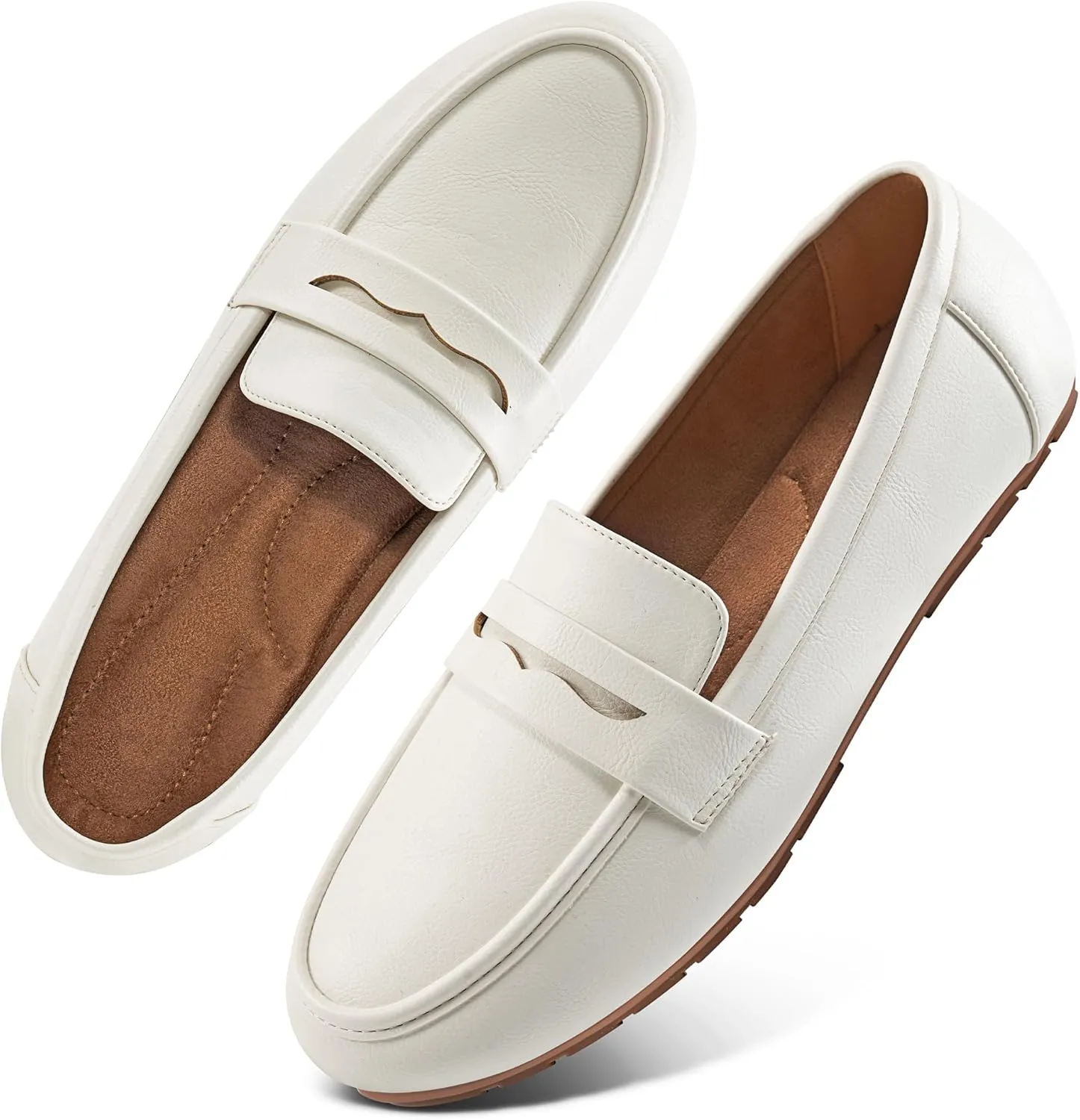 Ecetana Women Loafers Comfortable Shoes Casual Slip on Penny Moccasins Flats for Walking Driving Business