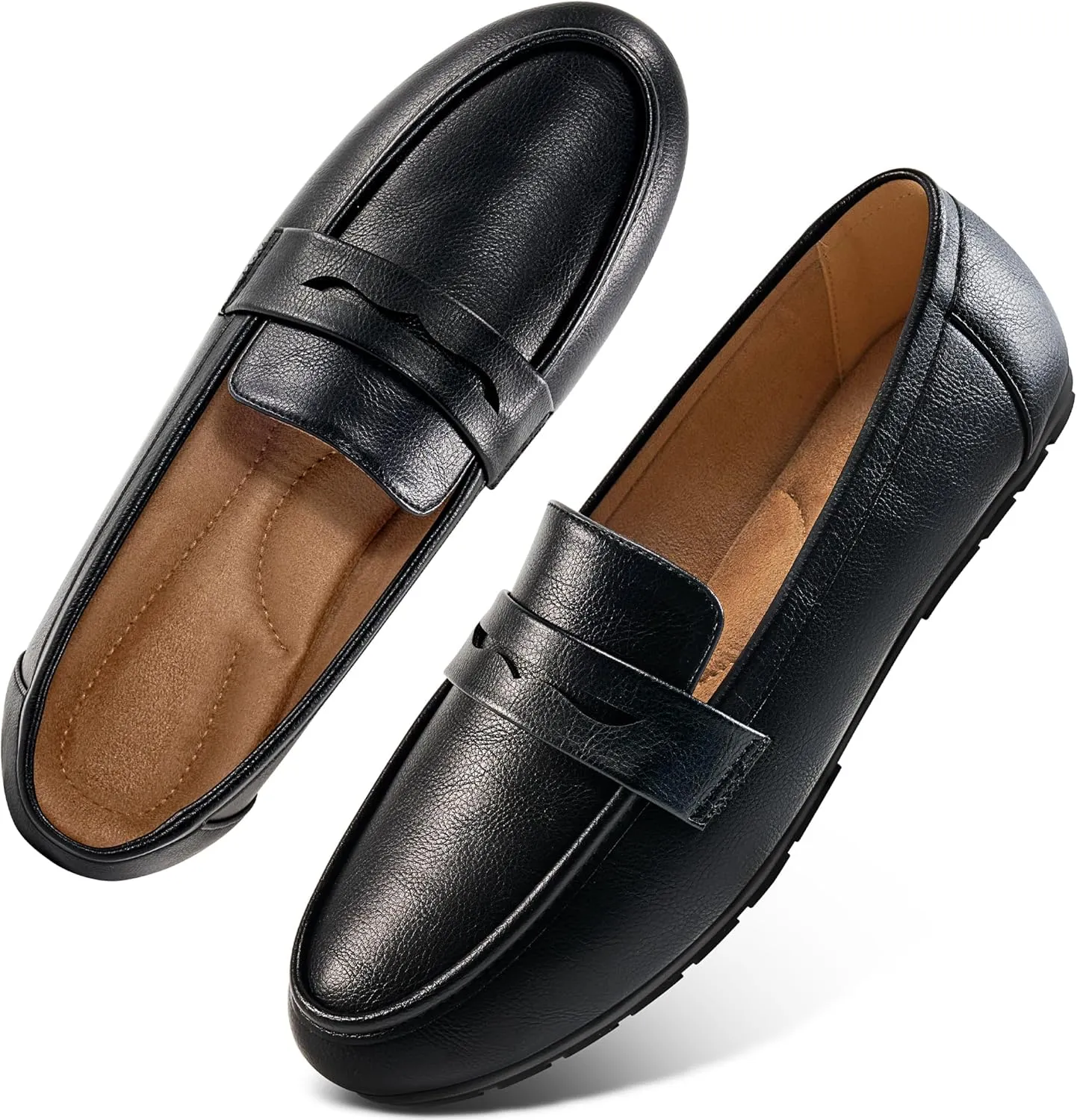 Ecetana Women Loafers Comfortable Shoes Casual Slip on Penny Moccasins Flats for Walking Driving Business