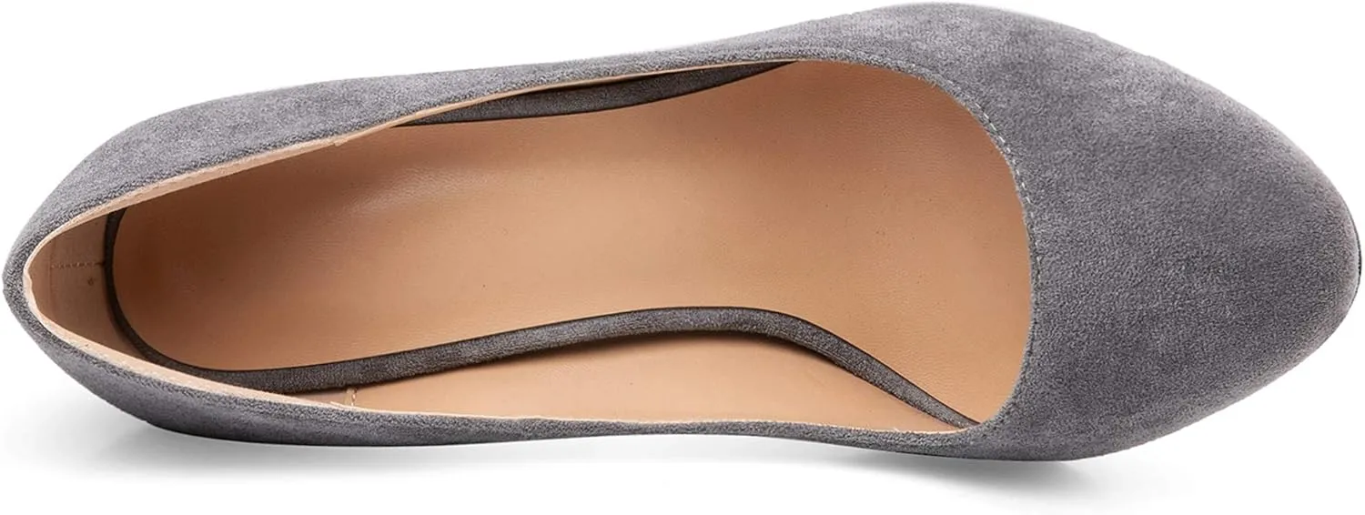 Eldof Women's Block Heel Pumps 4inches Round Toe Sexy Heels Elegant Comfort Classic High Heels Office Wedding Shoes