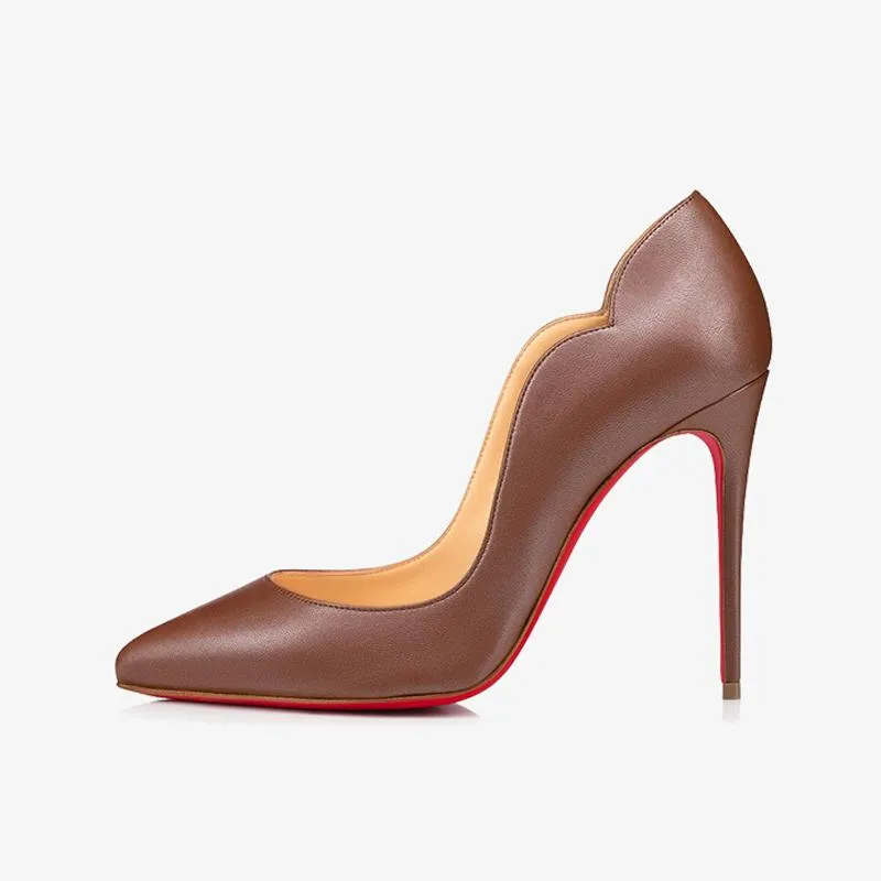 Elegant Brown Calf Leather Pump