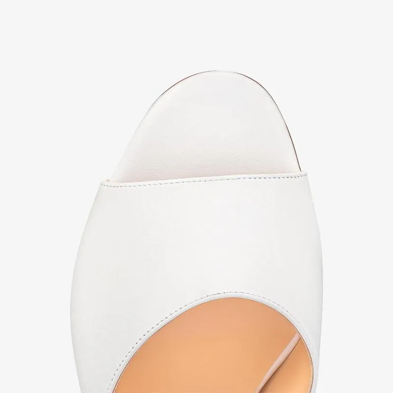 Elegant White Calf Leather Pumps