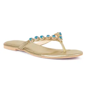 Embellished Jewel Flats in Gold