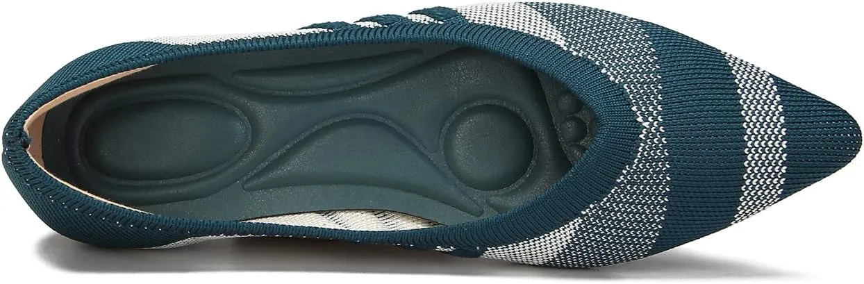 EnllerviiD Women's Flats Breathable Knit Pointed Flats Loafers Shoes,Work Flats Office Shoes Comfortable Flexible Mule Shoes Ballet Flats