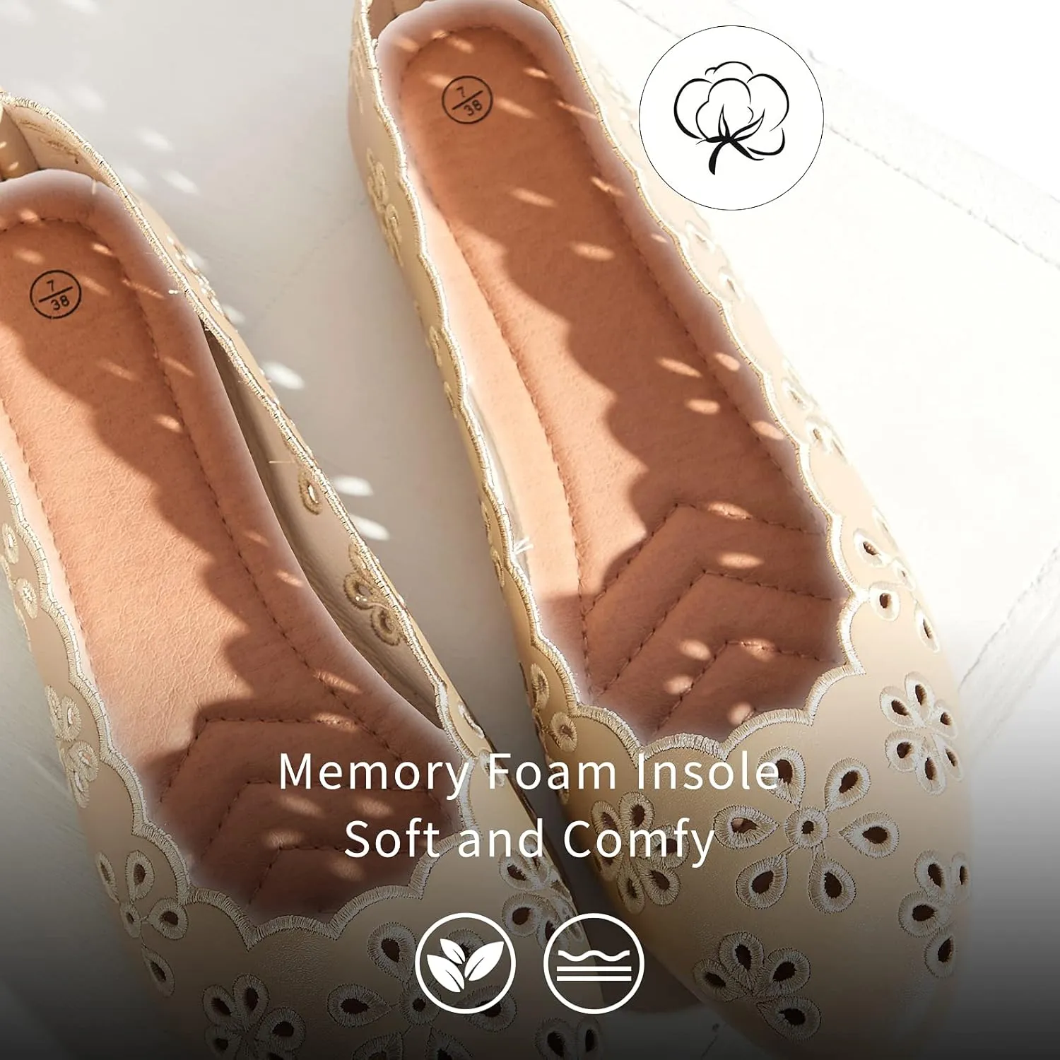 FRACORA Women's Ballet Flats Black PU Leather Dress Shoes Comfortable Round Toe Slip on Flats with Breathable Eyelets