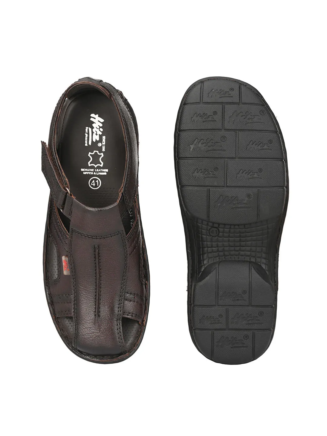 HITZ9254 Men's Totone Leather Casual Velcro Sandals