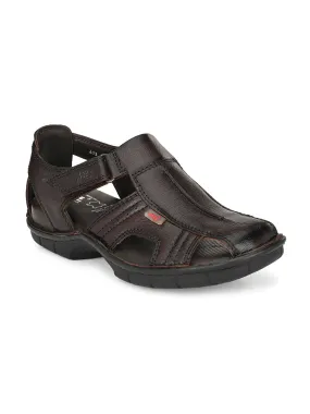 HITZ9254 Men's Totone Leather Casual Velcro Sandals