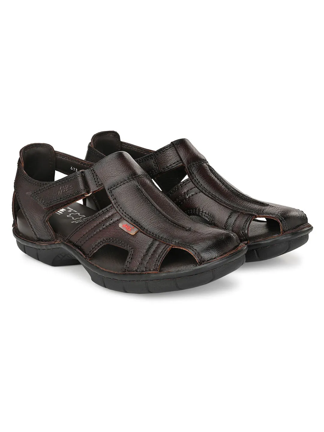 HITZ9254 Men's Totone Leather Casual Velcro Sandals