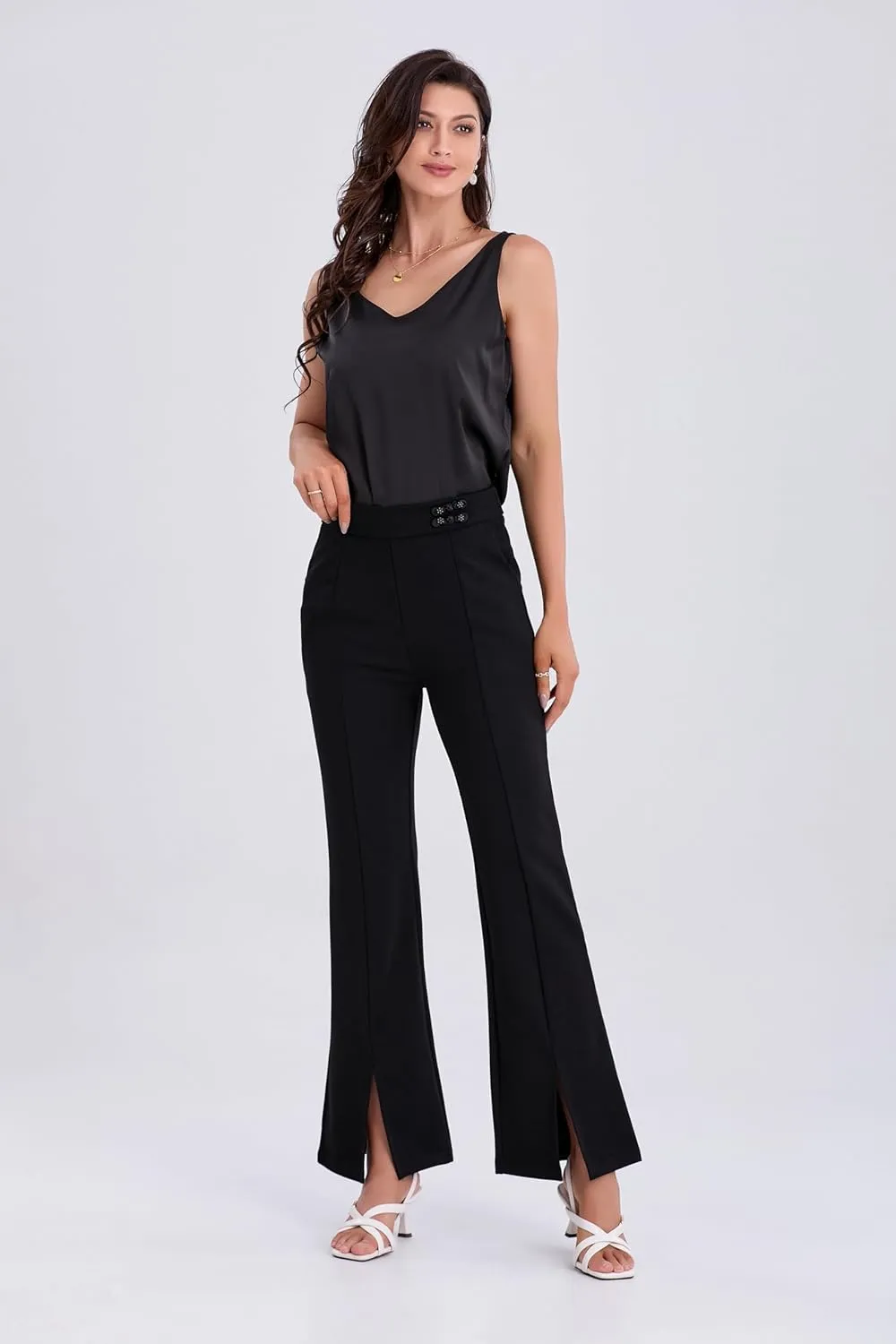 iiimmu Women's Square Open Toe Strappy Sandals With 2.5 IN Kitten Heels, Cute and Elegant Summer Low Heels, PU Leather