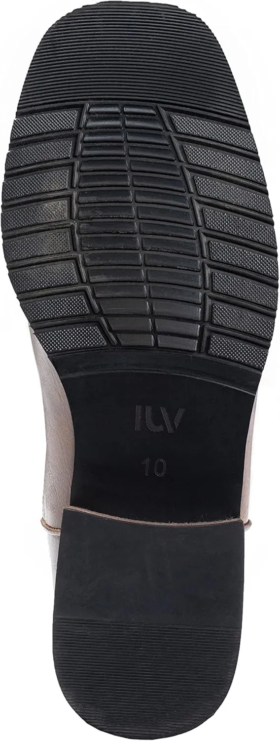 IUV Cowboy Boots For Men Wide Foot Square Toe Western Boots with Classic Embroidered Durable Slip on Boots