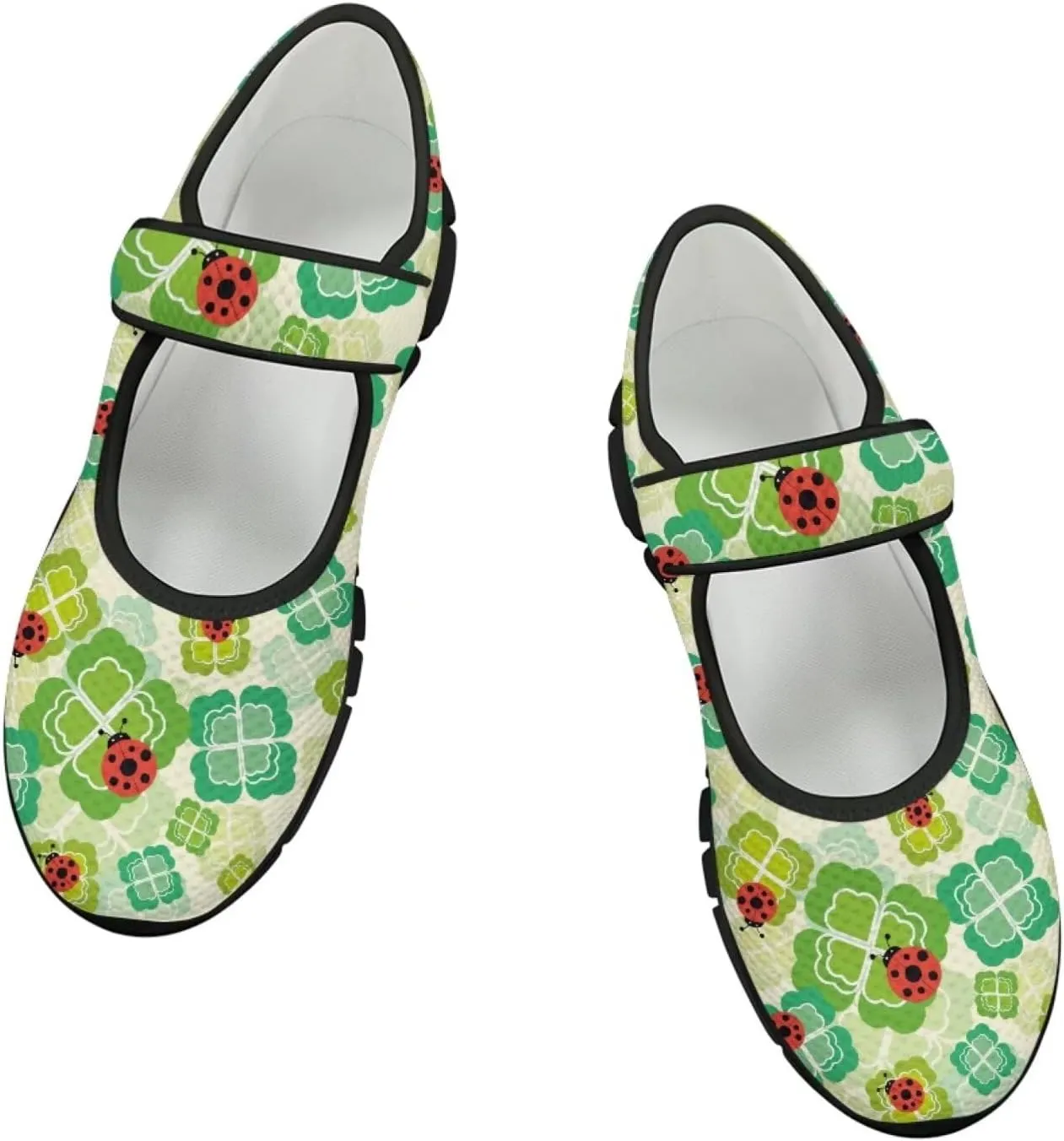 Jeiento St Patrick's Day Mesh Flats for Women Round Toe Ballet Flats Mary Jane Flats
