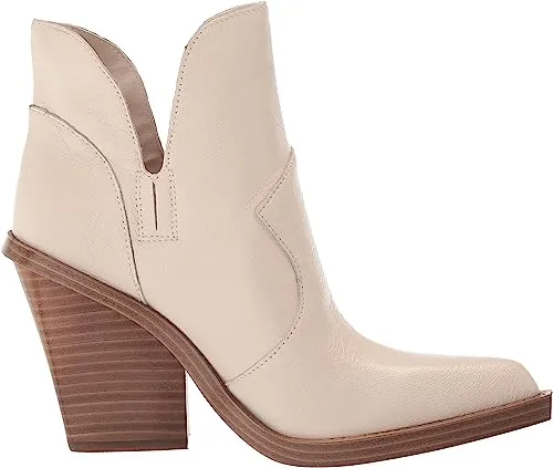 Jessica Simpson Leeshi Chalk Pull On Almond Toe Stacked High Heel Ankle Boots