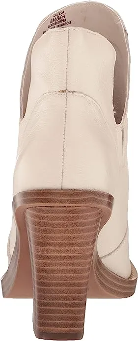 Jessica Simpson Leeshi Chalk Pull On Almond Toe Stacked High Heel Ankle Boots