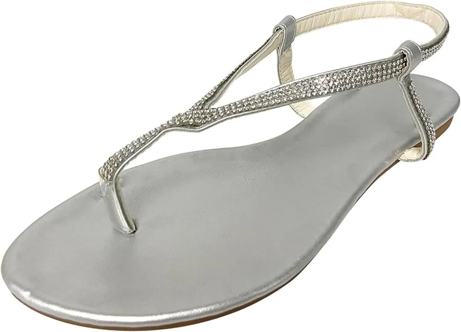 Ladmiple Sandals for Women Dressy Trendy Ankle Strap Crystal Flip Flop Sandals Summer Casual Beach Open Toe Flats Sandal